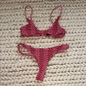 Pink Crochet Triangl Bikini Set (S bottom XXS top)